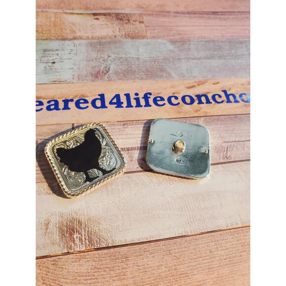 Chicken lover, crazy chicken lady , unique concho, saddle conchos, bridle saddle - Picture 5 of 5